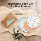 KeaBabies 4-Pack Baby Burp Cloths Baby Girl, Boy - Organic Cotton Burp Cloth, Extra Large, Absorbent, Soft Burping Cloths & Bibs Set for Babies, Newborn Burp Clothes, Thick Burp Rags (Wilderness)