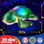Glow Guards 14'' Light up Sea Turtle Stuffed Animal Ocean Life Soft Plush Toy Pillow with Lullabies LED Night Lights Children's Day Birthday Gifts for Toddler Kids