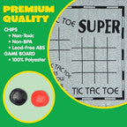 3-in-1 Vintage Giant Checkers, Tic, Tac, Toe, with Reversible Mat, 24 Chips, Family Board Game, Lawn Game, BBQ Party Favor, Indoor and Outdoor Activity for Kids and Adults