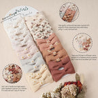 Fancy Clouds Baby Toddler Little Girls Hair Ties with 2" Linen Bows, 20 pcs No Damage Elastic Nylon Ponytail Holders Scrunchies for girls, Small Hair Accessories for Kids Thick or Thin Hair