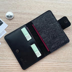 Family Passport Holder Compatible with Airtag Tracker Full Grain Leather Passport Wallet Cover with a Place for Airtag for Secure Travel Documents Storage. Black Color. CITYSHEEP