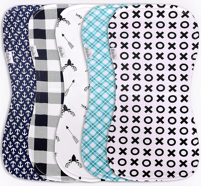 Premium 5-Pack Large Organic Cotton Burp Cloths – 3 Layers, Ultra Soft & Absorbent Burping Towel, Shoulder Towel & Hand Towel