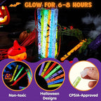 JOYIN 30 Pcs Halloween Glow Sticks Bulk Party Pack, Hanging Wands in 8 Design, 6 Color Light Up Stick for Kid Glow in The Dark Halloween Party Favor Supplies, Goodie Bag Filler, Trick or Treating Gift