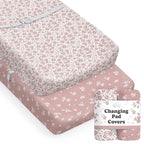 Baby Changing Pad Cover 2-Pack for Girls (Antique Rose) - Premium Fitted Sheets Baby Diaper Changing Table Cover - Buttery Soft Cotton Blend