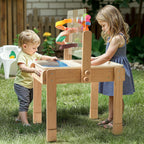 bopoobo Sand and Water Table for Toddlers, 4 in 1 Kids Wooden Sensory Activity Table with 2 Storage Bins, Painting Acrylic Board, Slide Track Toy & Windmill Suction Cups Toy, Beach Accessories