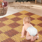Skyweaver 36 Tiles Soft Non-Toxic Baby Play Mat for Floor EVA Foam Jigsaw Puzzle Play Mat, Interlocking Squares with 0.6inch for Babies, Toddlers & Kids Gym, Nursery, Playroom, Brown