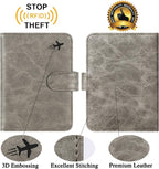 Passport Holder Cover Wallet RFID Blocking Leather Card Case Travel Accessories for Women Men (#Grey)