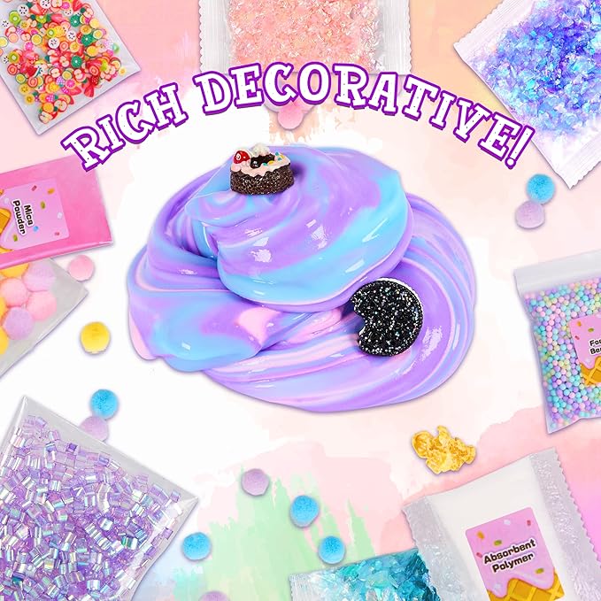 Unicorn Slime Making Kit for Girls - DIY Fluffy Slime Creation Kit with Super Birthday Party Favors