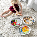 NaturalCozy 5-Piece Rectangle Storage Basket Set- Natural Cotton Rope Woven Baskets for Organizing! Small Basket for Montessori, Baby Nursery, Dog Toy Baskets, Cat Toy Box, Bathroom Organization Bin