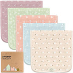 5-Pack Cotton Muslin Burp Cloths Baby Girls, Boys - Soft & Absorbent Spit Up Burp Rags, Large Muslin Towel, Cotton Wash Cloths for Babies, Newborn, Infant, No Shrink, Durable, Neutral (Bloom)