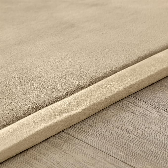 Loartee Coral Velvet Crawling Rug (6'8"x 6'8", Brown) for Toddler Children Play Area Rug Yoga Mat Exercise Pad