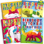 4PCS Crafts for Kids Ages 4-8 Sticker Books - Includes Dinosaur Llama Turtle and More Animal Designs Gift Party Create 40 Pictures