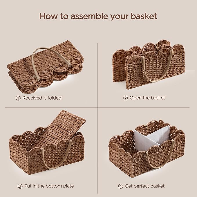 HBlife Baby Diaper Caddy, Paper Rope Storage Baskets Nursery Bin with Removable Divider, Portable Car Organizer for Diapers, Baby Shower Gifts, Newborn Essentials Must Haves