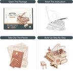 RoWood 3D Puzzles for Adults,DIY Music Box Gifts,Wooden Magic Piano Model Kits,Mechanical Wooden Puzzles,Music Box for Adults,Teens&Friends