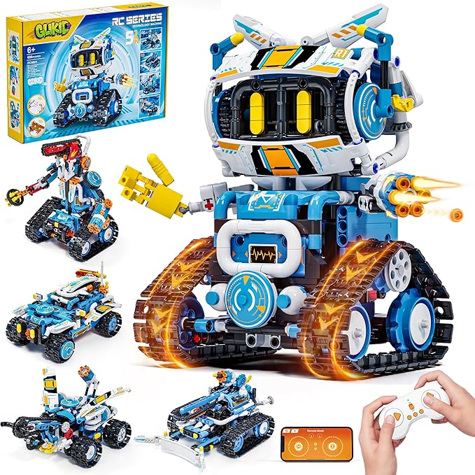 5 in 1 RC Robot Building Kit, APP & Remote Control Robotics Kit, Science Project Kit & STEM Toys for Ages 8-13, Gifts for 8 Year Old Boys Girls