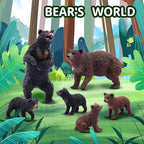 Toymany 6PCS Bear Figurines, Realistic Forest Animals Bear Family Figures Toy Set Includes Brown Bears Black Bears and Cubs, Education Toy Birthday for Kids Toddlers