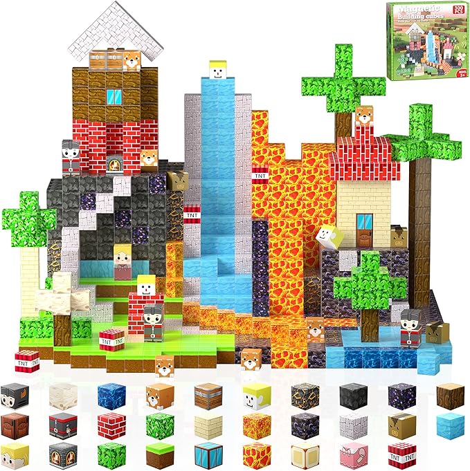 Magnetic Blocks, Magnetic Building Blocks, 3D Construction Build Toys, STEM Sensory Magnet Cubes (Multicolor-300PCS)