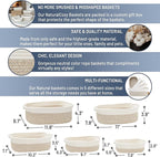 NaturalCozy 5-Piece Rectangle Storage Basket Set- Natural Cotton Rope Woven Baskets for Organizing! Small Basket for Montessori, Baby Nursery, Dog Toy Baskets, Cat Toy Box, Bathroom Organization Bin