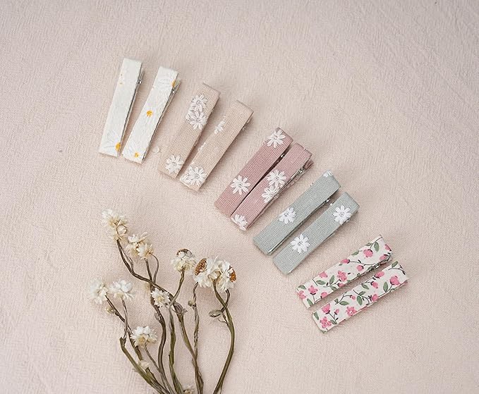 FANCY CLOUDS Hair Clips for Girls Women Toddler Baby,Assorted 20Pcs Flower Fabric Fully Lined Small Alligator Clips Hair Accessories for Teens Child Kids Gifts