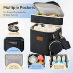 Breastmilk Cooler Bag with Ice Pack & Pacifier Case, Large Double Layer Insulated Baby Bottle Cooler Fits 6 Bottles, Breast Pump Storage Bag for Working Nursing Moms, with Gift Box