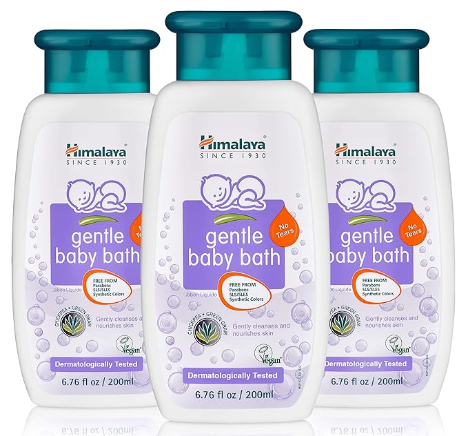 Himalaya Gentle Baby Bath, Gentle, Non-Irritating Cleanser for Nourishing Your Baby's Skin, 6.76 Fl Oz (Pack of 3)