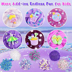 LAWOHO 6 Packs Gradient Purple Slime Kit - Cloud, Butter & Clear Slimes, Crunchy Slimes Kits for Kids with Beach Charms & Add-ins, Party Favors for Girls & Boys, 360ml Soft Non Stick Slime Making Kit