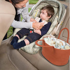 Large Baby Diaper Caddy Organizer for Girl Boy Rope Nursery Storage Bin Basket Portable Holder Tote Bag for Changing Table Car Travel Baby Shower Gifts Registry Must Haves Rustic