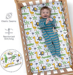 Fitted Nautical Crib Sheets (3 Pack) by GROW WILD - Jersey Knit Cotton Crib Sheet for Boys, Toddler Bed Mattress & Baby Boy Crib Bedding Set, 52” x 28” x 9” Crib Sheets (Safari Animals)