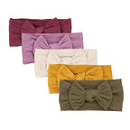 Parker Baby Cable Knit Nylon Headbands 5 Pack | Soft, Stretchy & Comfortable Bows for Girls | Adjustable, Soft to Touch & Knotted Headbands for Baby Girls | Baby Headwraps for Girls | Multiple Colors
