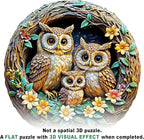 Wooden Puzzles for Adults - 3D Vision Effects Owl Family Wooden Jigsaw Puzzle - Unique Animal Shaped Wood Puzzles Adult - Creative Birthday Gift Family Game (100pcs)