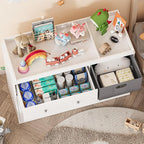 White Nursery Dresser with Changing Top, Baby Diaper Changing Station with 3 Fabric Drawer, Safety Rail & Nursery Organizer, Modern Dressers for Bedroom (47.2" W x 18.9" D x 36.1" H)