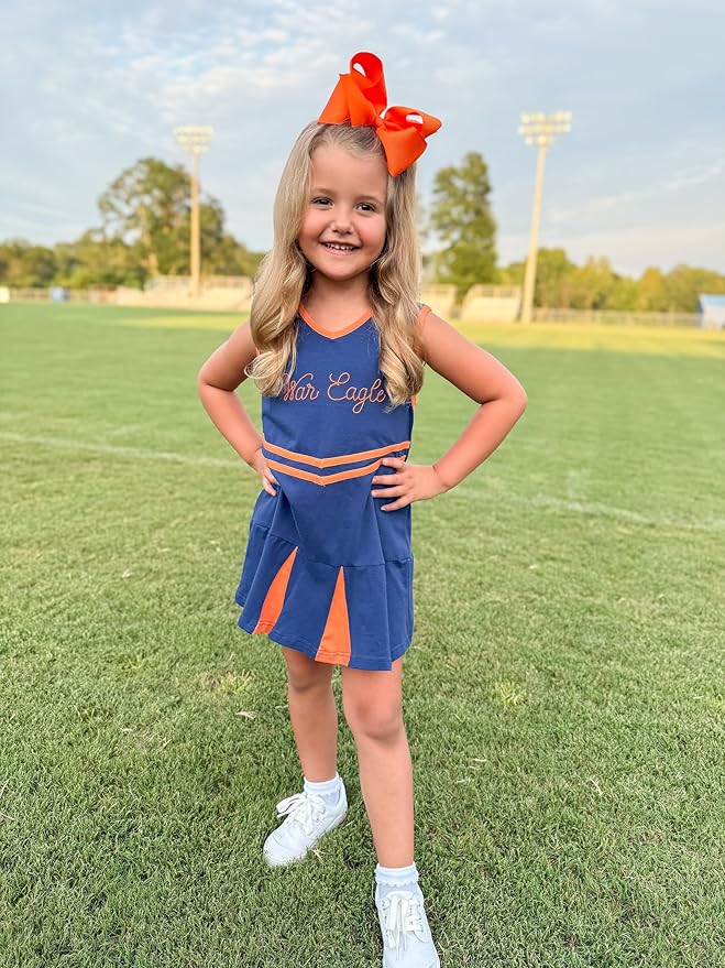 Wee Ones Girls' Plain Wrap Classic Grosgrain Hair Bows on a WeeStay No-Slip Hair Clip, Handmade, King, Orange