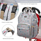 Diaper Bag Backpack for Women, Baby Bags for Girls,Diaper Bag with Changing Pad, and Insulated Pockets-Grey Flowers