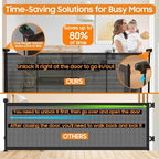 180" Extra Wide Retractable Baby Gates for Large Openings, 42" Extra Tall with Support Rods, Prevent Crawling, Mesh Dog/Pet Gate for Stairs/Doorways, Indoor/Outdoor Use