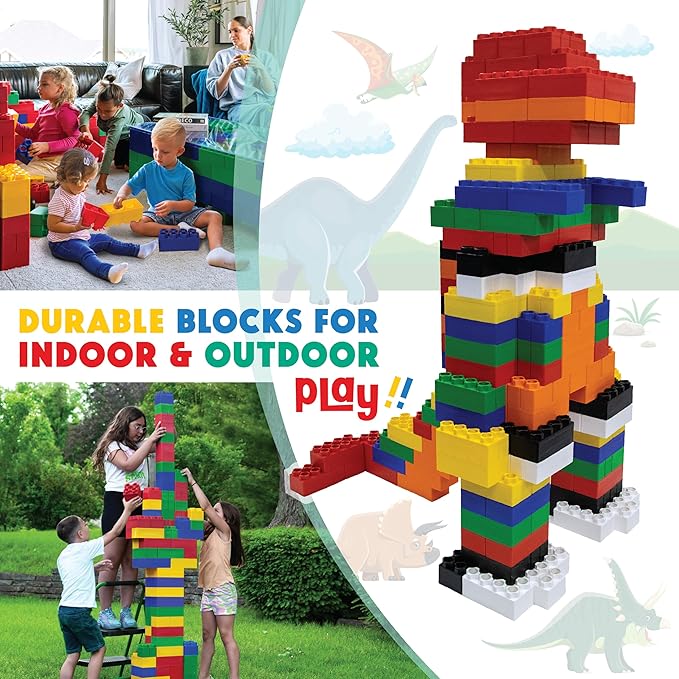 Large Building Blocks for Kids Ages 3-8 – 432 Piece Mega Set – Indoor & Outdoor STEM Toy for Boys & Girls
