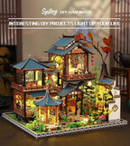 Spilay DIY Miniature Dollhouse Kit,DIY Dollhouse Kit with Wooden Furniture,Dust Proof Cover, Music Box and LED,Handmade Crafts Gifts for Birthday Christmas and Valentine's Day（P019）