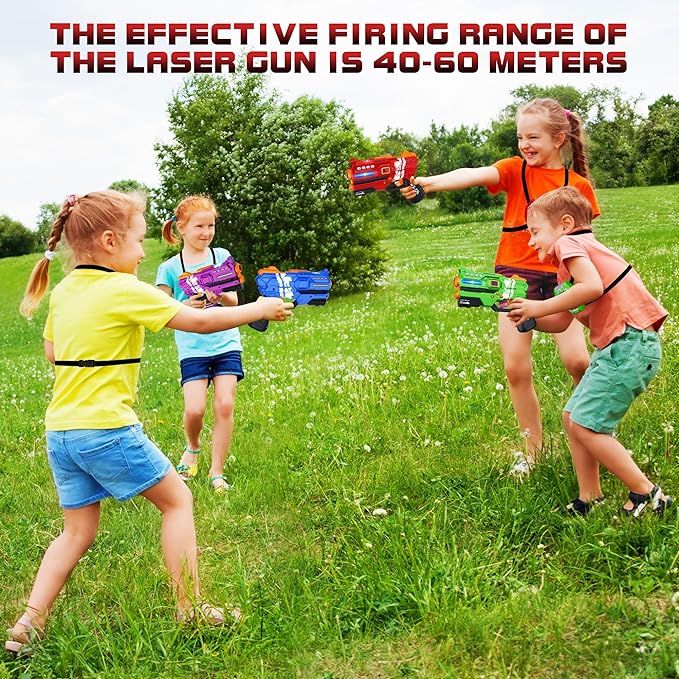 Laser Tag Guns Set of 4 Laser Tag Guns with Digital LED Score Display Vests,Gifts for Teens and Adults Boys & Girls,Adults and Family Fun,Gift for Kids Ages 8 9 10 11 12+Year Old Boy