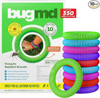 BugMD 10 Pack Mosquito Bracelets, DEET-Free Bands for Adults & Kids, Natural & Waterproof Citronella Wristbands for Camping, Hiking, Beach, Travel & Outdoor Essentials