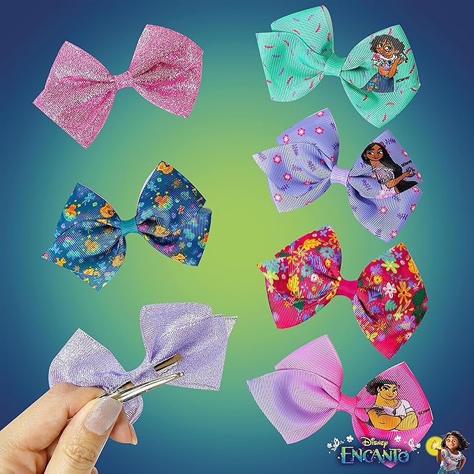 Disney Encanto Hair Bow Clips Bundle - 4 Inch Alligator Clips with Different Images, Ages 3+
