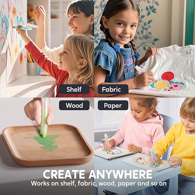 JOYIN 12 PCS Silky Crayon for Kids, Toddler Twistable Crayon, 12 Colors, Art Supplies, School Supplies, Kids Indoor Activities