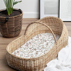 Baby Bassinet Sheets Girl (Fleurette) 2-Pack - Fitted Bedside Bassinet Sheets - Buttery Soft Cotton Blend for Standard Mattress Pad - Compatible with Halo BassiNest