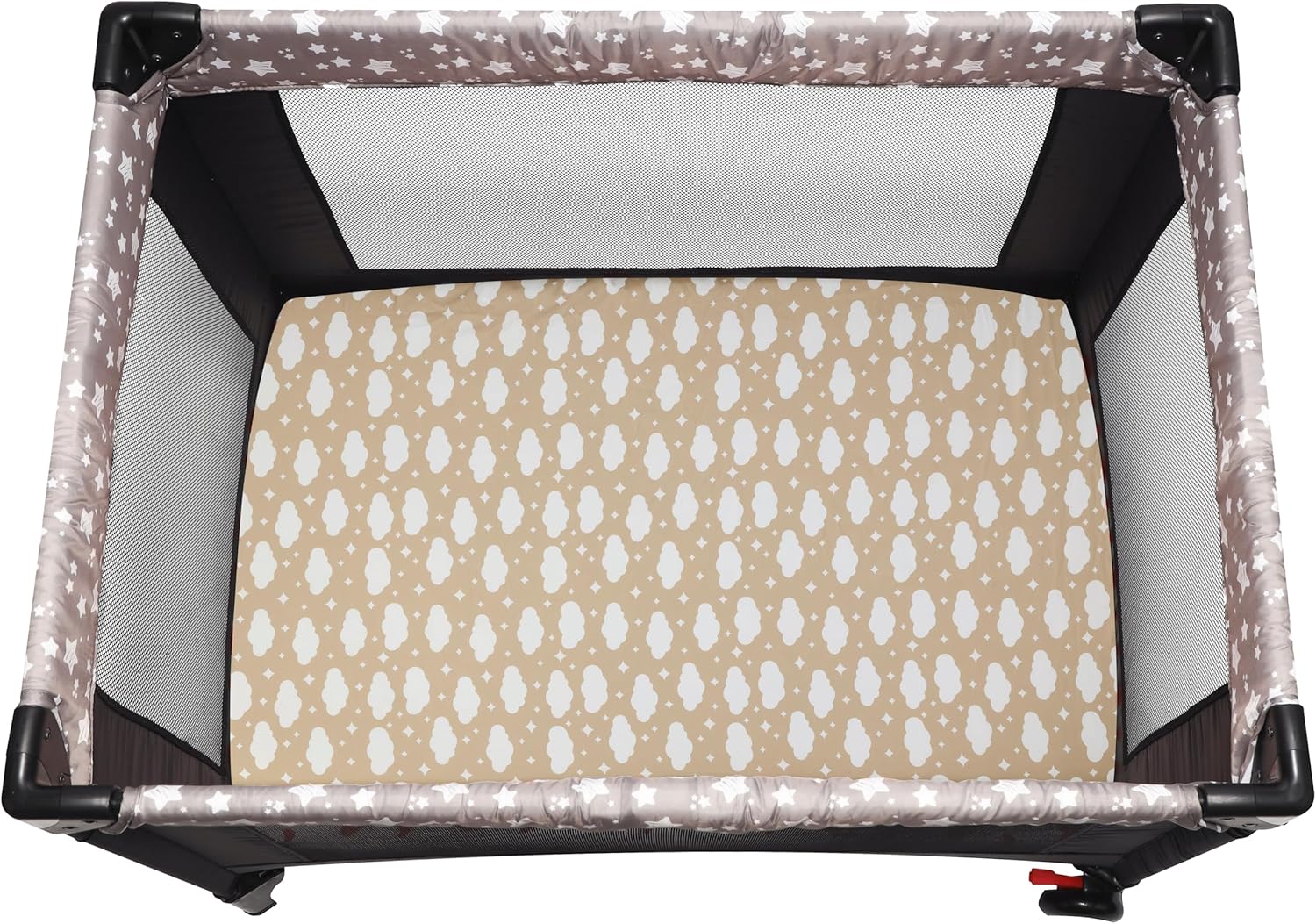 Pack and Play Sheets Fitted, 2 Pack Pack n Play Sheets for Graco Pack n Play Mattress, Unisex Playard Sheets for Boys Girls (Clouds & Dark Green)