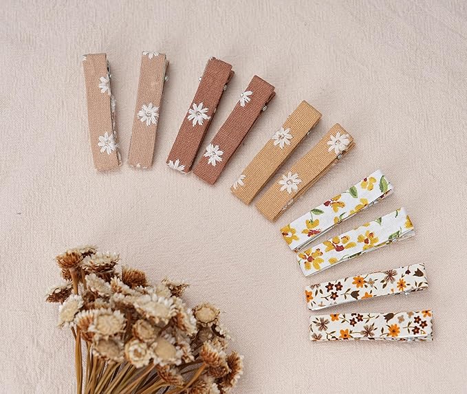 FANCY CLOUDS Hair Clips for Girls Women Toddler Baby,Assorted 20Pcs Flower Fabric Fully Lined Small Alligator Clips Hair Accessories for Teens Child Kids Gifts