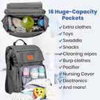 PILLANI Baby Diaper Bag Backpack - Large Bag for Boys & Girls, Waterproof Diaper Backpack - Travel Diaper Bags w/Changing Pad, Baby Registry Search & Shower Gifts - Essentials Must Haves Newborn Stuff