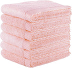 Mother-Earth 6-Pack Bath Washcloths 12"x12" - Soft and Absorbent Face Towels, Quick-Drying Wash Cloths for Sensitive Skin, Premium Quality for Daily Use (Pink Cotton)