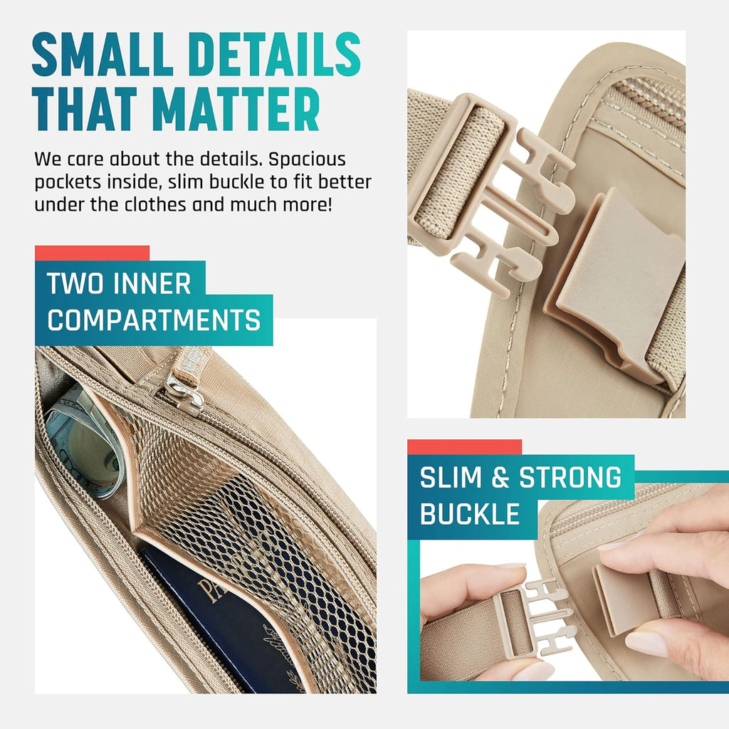 Hidden Money Belt for Travel for Men, Waist Wallet Anti Theft, RFID Passport Holder For Travel Men Or Women, Money Pouch, RFID Passport Holder