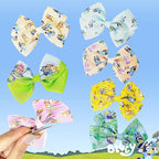 Bluey Kids Hair Bows - Hair Accessories Gift Set - Bluey Hair Bow - 7 Pcs 4 Inch Bow Bundle - HairBows for Girls - Different Bluey print on each clip - Alligator Clip - Ages 3 +