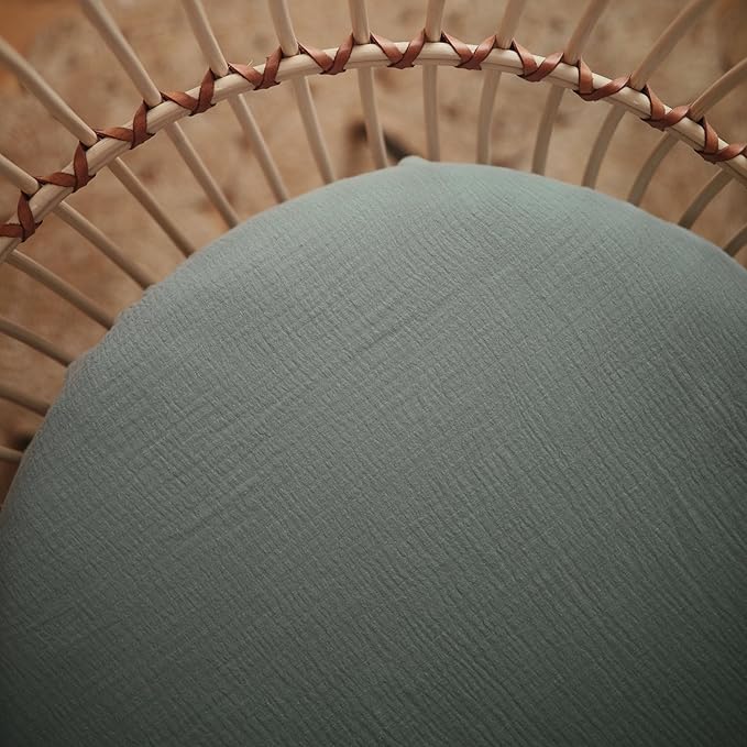 mushie Extra Soft Muslin Fitted Crib Sheet 2-Pack | 192 Thread Count | 28"x 52" (Roman Green/Fog)