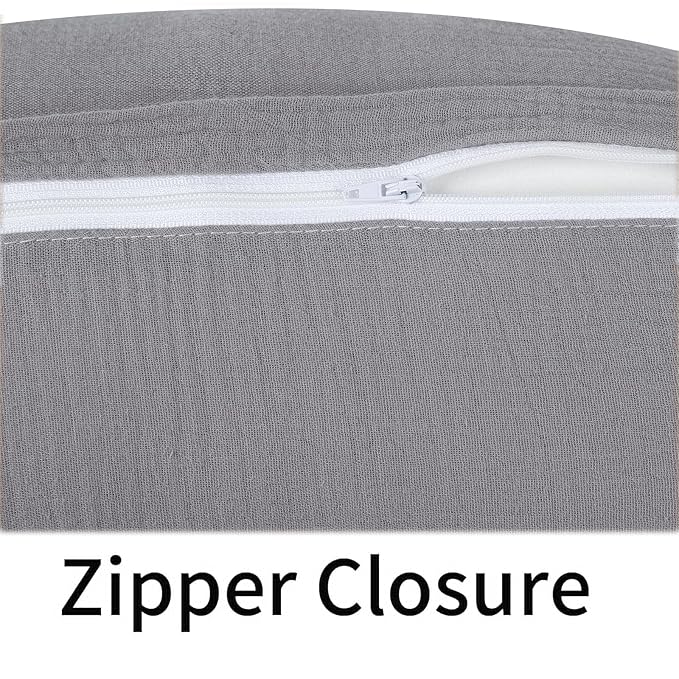 Onacosht Muslin Nursing Pillow Cover Soft 100% Cotton Feeding Pillow Slipcover Fits Standard Infant Nursing Pillow for Baby Boy and Girl, Grey