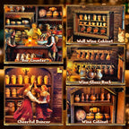 DIY Miniature House Kit, Book Nook Kit, 3D Wooden Puzzles Bookshelf Craft Kits, Dollhouse Kit with LED Light, Mini Building Kit for Adults Teen to Build (Old Time Tavern)